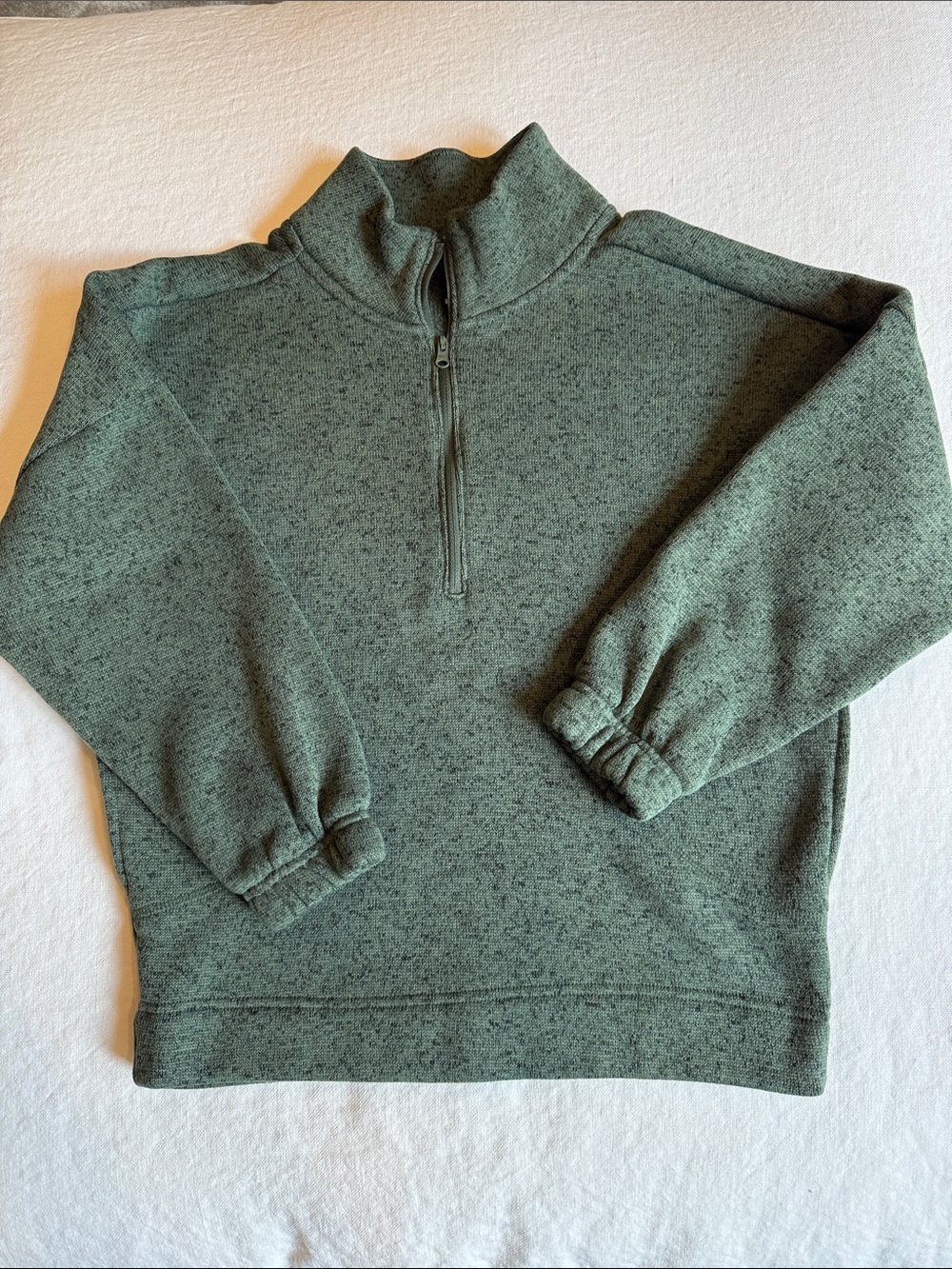 Old Navy Kids Half-Zip Pullover Hoodie in Heathered Green